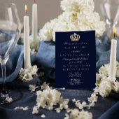 ブルーネイビーゴールデンクラウン王室のグリッター16thブライダル 招待状