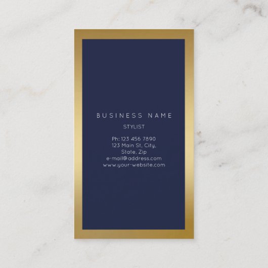 ブルーネイビーゴールデンフレミニマルーム抽象芸術垂直 名刺 (裏面)