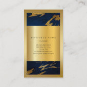 ブルーネイビーゴールデンフレーム大理石抽象芸術垂直2 名刺 (裏面)