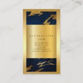 ブルーネイビーゴールデンフレーム大理石抽象芸術垂直3 名刺 (裏面)