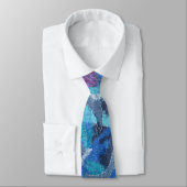 ブルーネイビーシアンティール(緑がかった色)紫パターン ネクタイ (タイ)