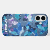 ブルーネイビーシアンパープルモノグラム抽象芸術パターン Case-Mate iPhoneケース (裏面 (横))