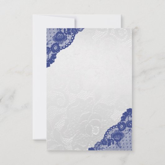 ブルーネイビーシルバーグレー結婚レースの繊細さ 招待状 (裏面)