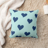 ブルーネイビースイートコージーロマンモダンムシックハート クッション (ブランケット)