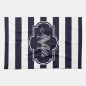 ブルーネイビーストライプズ模様 キッチンタオル (横)