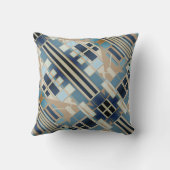 ブルーネイビータウペベージュ斜モザイク地中海のド クッション (裏面)