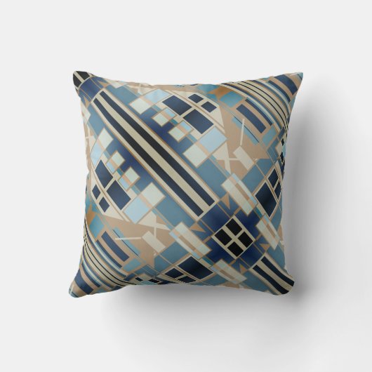 ブルーネイビータウペベージュ斜モザイク地中海のド クッション (裏面)