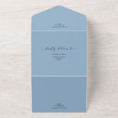 ブルーネイビーダスティ石板フローラボタニッ結婚クス オールインワン招待状 (外側)