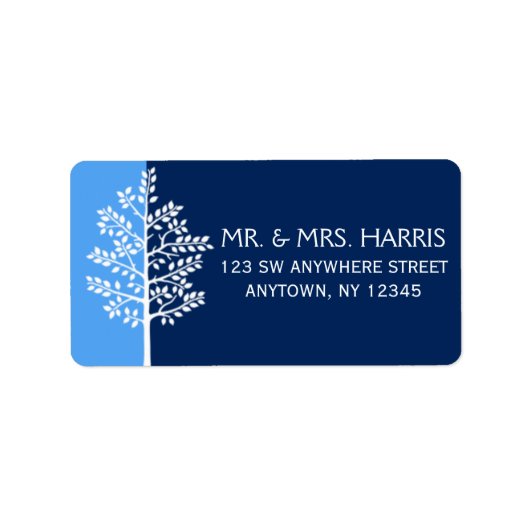 ブルーネイビーツリーオブライフバー（ユダヤ教の）バル・ミツバー ラベル (正面)