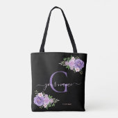 ブルーネイビーバラフラワーモダン、ミニマルエレガントリスト トートバッグ (裏面)