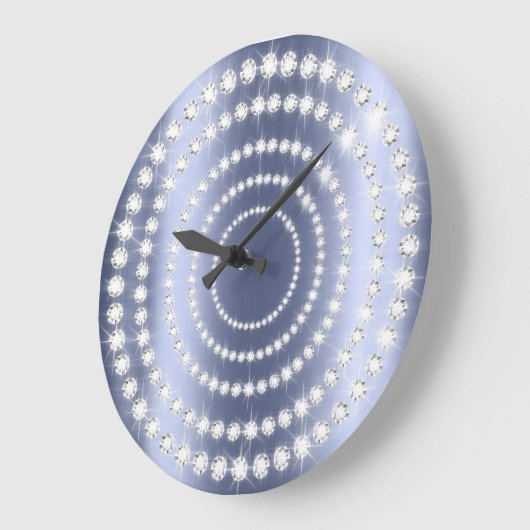 ブルーネイビービップグレーシルバーダイヤモンドインフィニティ ラージ壁時計 (傾斜)