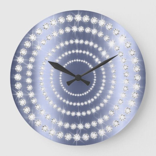 ブルーネイビービップグレーシルバーダイヤモンドインフィニティ ラージ壁時計 (正面)