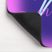 ブルーネイビーピンク名ミニマルモノグラムブライト マウスパッド (コーナー)