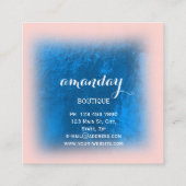 ブルーネイビーブティックファッションショップバラ布ハンガー スクエア名刺 (裏面)