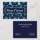 ブルーネイビーブルーバラフラワー 名刺 (正面/裏面)