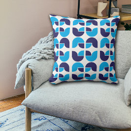 ブルーネイビーホワイトジオメトリックチューリップ装飾用クッション クッション