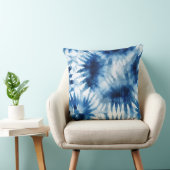 ブルーネイビーホワイトストライプ絞り染め クッション (椅子)