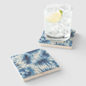 ブルーネイビーホワイトストライプ絞り染め ストーンコースター (横)