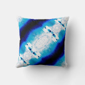 ブルーネイビーホワイト対角モザイク地中海のク クッション (裏面)