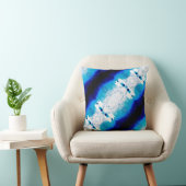 ブルーネイビーホワイト対角モザイク地中海のク クッション (椅子)