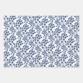 ブルーネイビーボタニカルラッピング紙シートセット3 ラッピングペーパーシート (正面2)