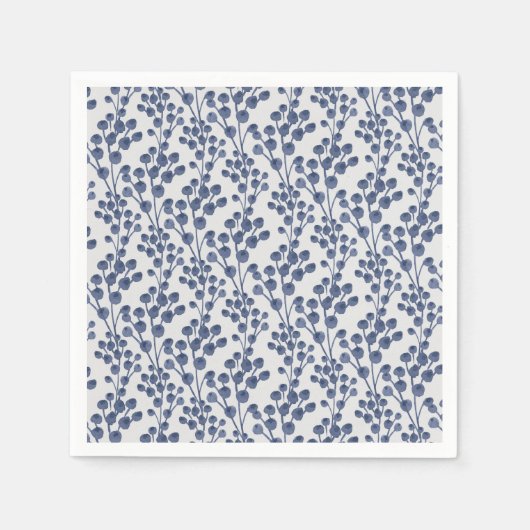 ブルーネイビーボタニカル スタンダードカクテルナプキン (正面)