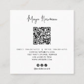 ブルーネイビーモダンシグネチャーミニマルシックQRコード スクエア名刺 (裏面)