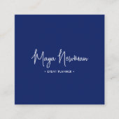 ブルーネイビーモダンシグネチャーミニマルシックQRコード スクエア名刺 (正面)