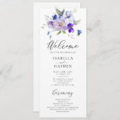 ブルーネイビーラベンダー薄紫素朴フローラ結婚ズ プログラム (正面/裏面)