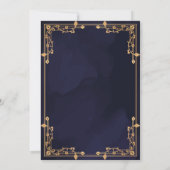 ブルーネイビーヴィンテージ縁ど金ゴールドムスリム結婚ズ 招待状 (裏面)