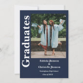 ブルーネイビー兄弟姉妹大学院ダブル卒業 招待状 (正面)