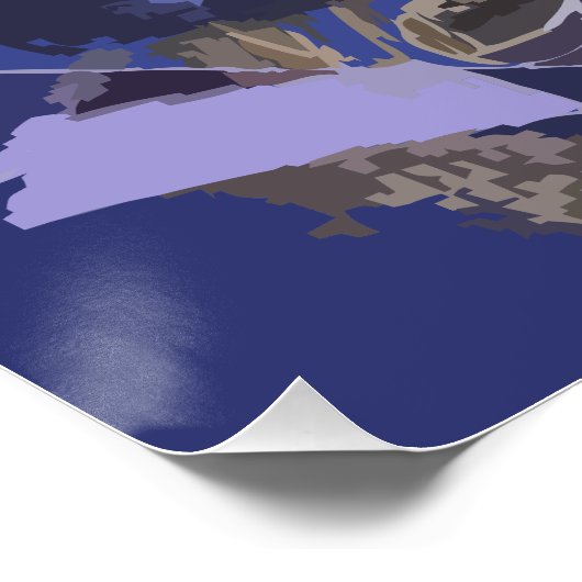 ブルーネイビー抽象芸術紫航海の灰色ストライプの ポスター (コーナー)