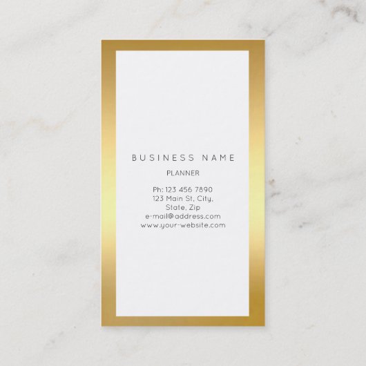 ブルーネイビー明るい金ゴールドフレーム大理石メタル垂直 名刺 (裏面)