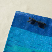 ブルーネイビー海ストロークビーチトロピカルモダン ビーチタオル (インサイチュ)