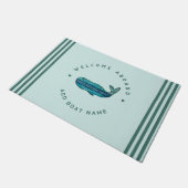 ブルーネイビー航海のいかりヨットクラブセーリングクジラ ドアマット (アングル)