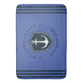 ブルーネイビー航海のいかりヨットクラブセーリング名 バスマット (正面縦)