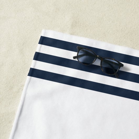 ブルーネイビー航海のいかりヨットクラブボートセーリング ビーチタオル (インサイチュ)