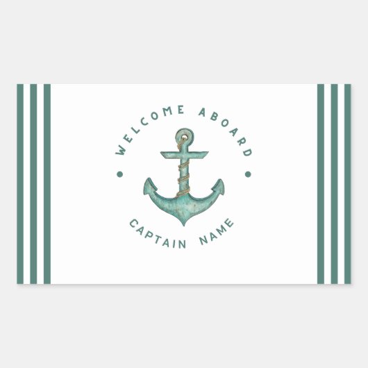 ブルーネイビー航海のいかりヨットクラブボートセーリング 長方形シール (正面)