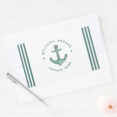 ブルーネイビー航海のいかりヨットクラブボートセーリング 長方形シール (封筒)