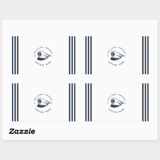 ブルーネイビー航海のいかりヨットクラブボートセーリング 長方形シール (シート)