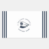 ブルーネイビー航海のいかりヨットクラブボートセーリング 長方形シール (正面)