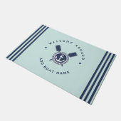 ブルーネイビー航海のいかりヨットクラブボートチームナム ドアマット (アングル)