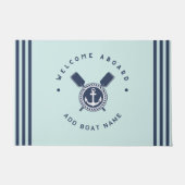 ブルーネイビー航海のいかりヨットクラブボートチームナム ドアマット (正面)