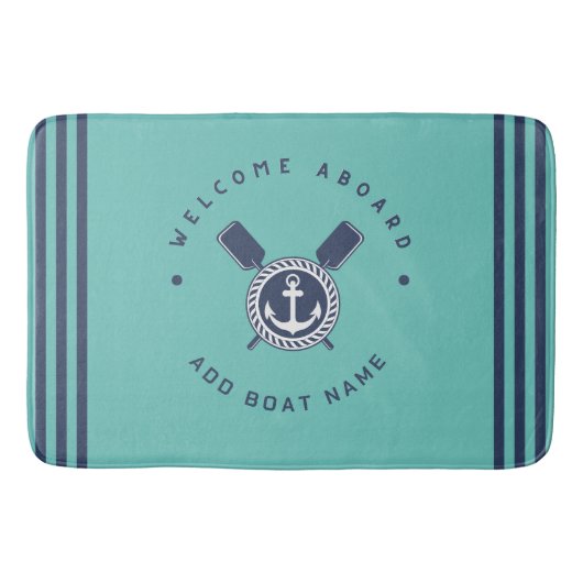 ブルーネイビー航海のいかりヨットクラブボートチームナム バスマット (正面)