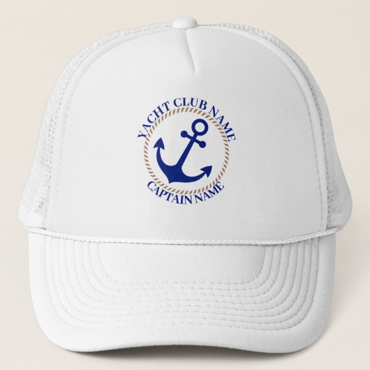 ブルーネイビー航海のいかりヨットクラブボートマリーナ キャップ (正面)
