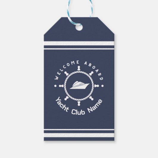 ブルーネイビー航海のいかりヨットクラブボートマリーナ ギフトタグ (正面)