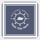 ブルーネイビー航海のいかりヨットクラブボートマリーナ スクエアシール (正面)