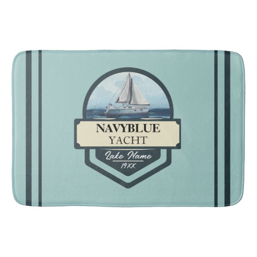 ブルーネイビー航海のいかりヨットクラブボートマリーナ バスマット (正面)
