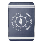 ブルーネイビー航海のいかりヨットクラブボートマリーナ バスマット (正面縦)