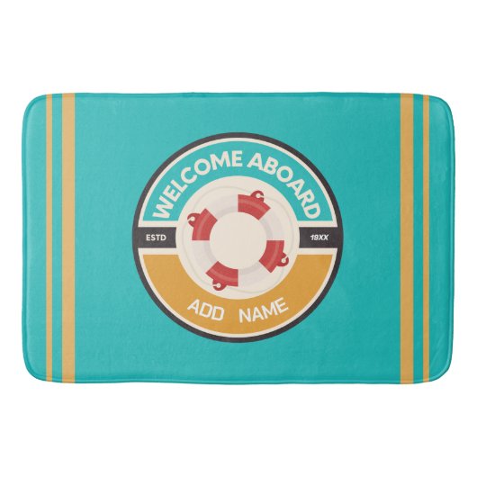 ブルーネイビー航海のいかりヨットクラブボートマリーナ バスマット (正面)